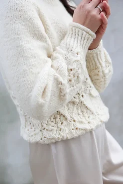 Blanc de Blancs Sweater by Leeni Hoimela, in english