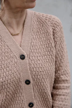 Rosé Cardigan by Leeni Hoimela, in english