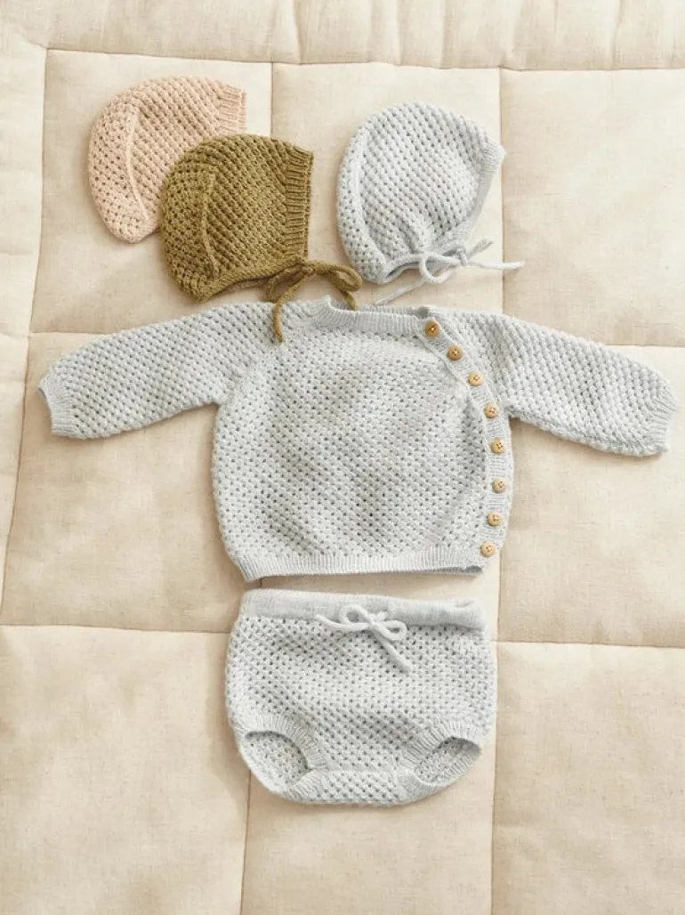 Sandnes Garn April Cardigan, Pants & Bonnet Baby 2413_05, English